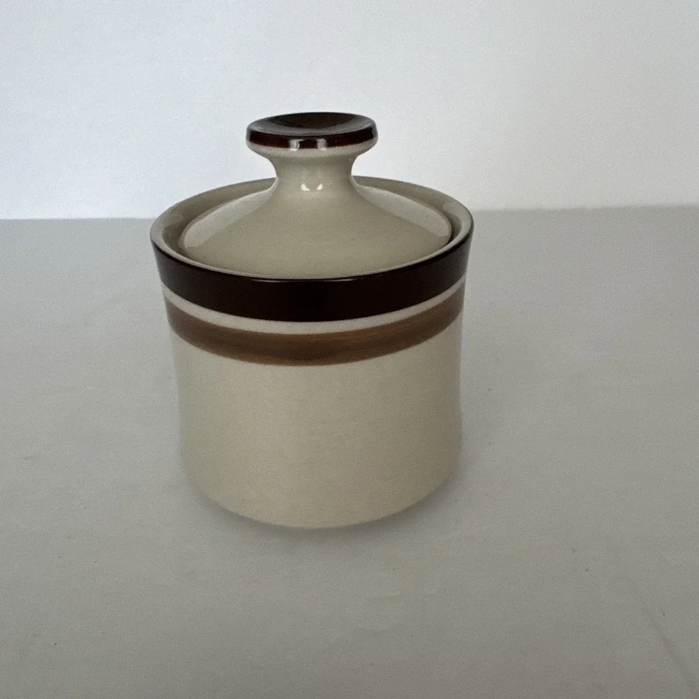 Trend‎ Choc Creamer & Sugar Bowl with Lid Stone Ware Japan 3 Piece Set Vintage